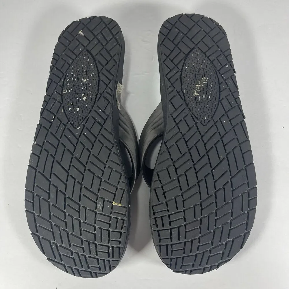 Flojos Men's Black Gray Thong Sandals Flip Flops Comfort Slides Size 12 Beach